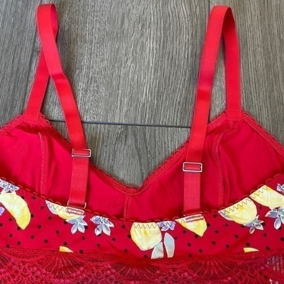 Free People Mari Printed Bralette In Red Combo Size Small - Picture 9 of 13